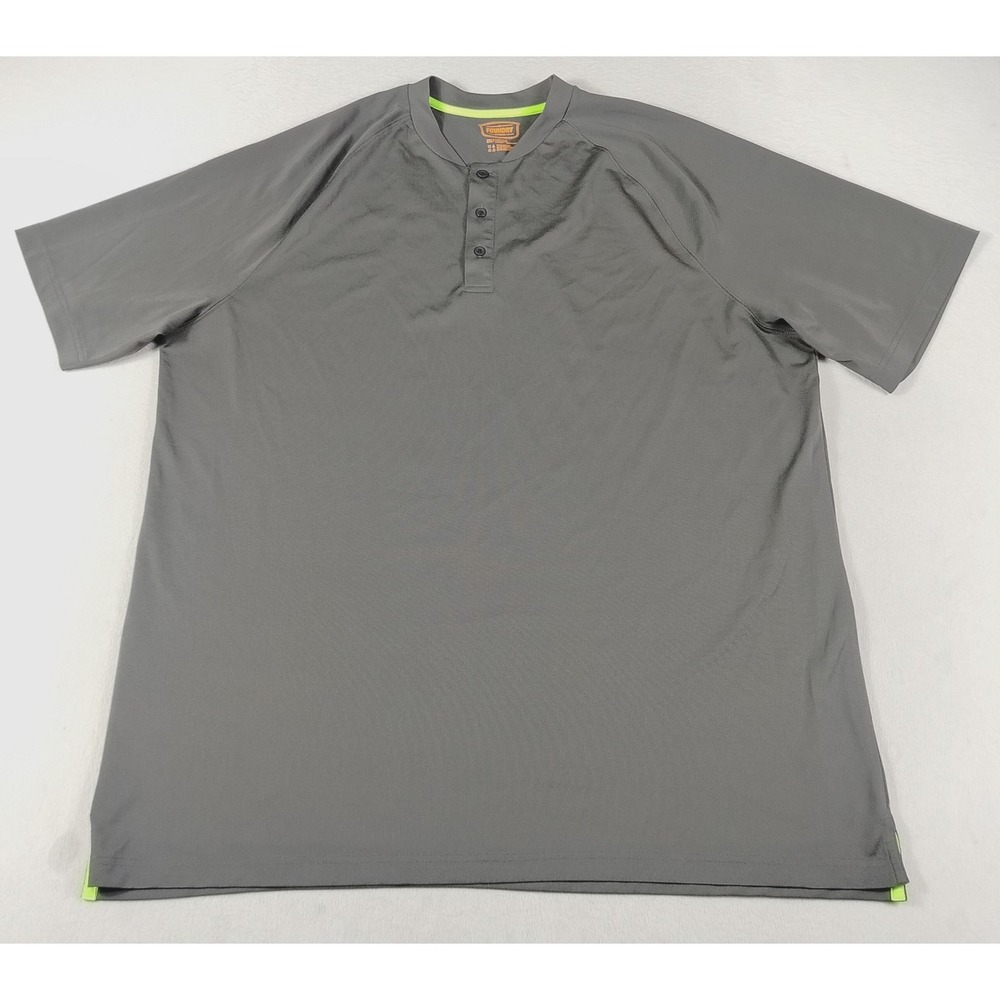 The Foundry Supply Co Shirt Mens 2XLT Gray Henley Tagless Polyester Athletic Tee